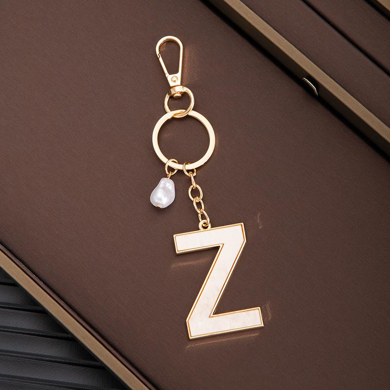 Chaveiro Pingente Nome Letras Criativas 26 Letras Pérola Imitação Concha Pingente de Bolsa Popular Acessórios