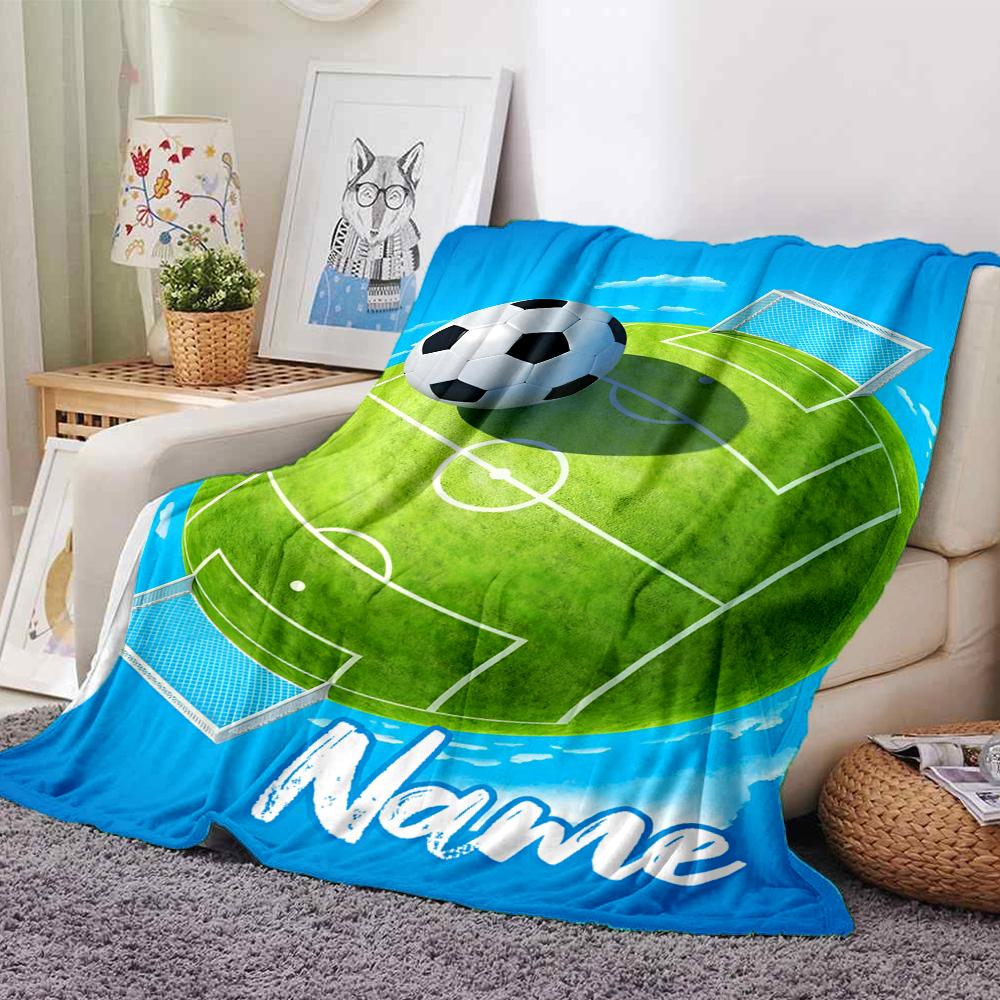 Custom Name Soccer Theme Printed Blanket - Perfect for Couch, Bed, Travel & Outdoor Use | Machine Washable, Cozy & Durable.