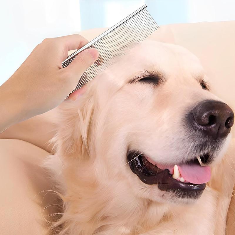 Pet Grooming Comb Stainless Steel Dogs Comb Cat Hair Removal Comb Pet Fur Knot Cutter Double Toothed Comb Pet Detangling Tool