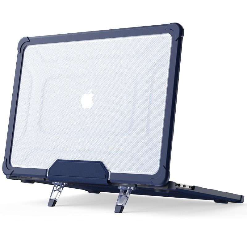 Transparent Protective Case With Cooling Stand MacBook Air 13.6 Inch Anti-Slip Shockproof Shell In Black Blue Purple Pink