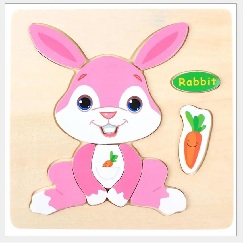 1pc 14.7cm/5.79in Wooden 3D Puzzles Jigsaw Game Cartoon Animal Pattern Kids Montessori Early Educational Toys for Children