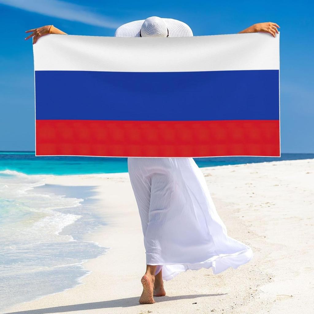 Russia Flag Beach Towel: Stylish and Functional for Your Next Seaside Adventure! Suitable for Towels, Bath Towels, Beach Towels