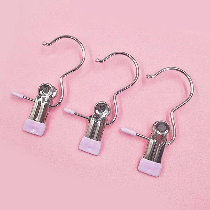 

Multi Purpose Stainless Steel Clothes Pins with Hooks Windproof Drying Clips for Socks Hats