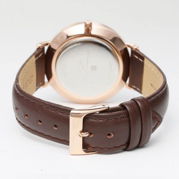 Salvatore Marra Watch, Model SM22102-PGGR, Leather Strap, Date & Day Display, Water Resistant, Authentic Product