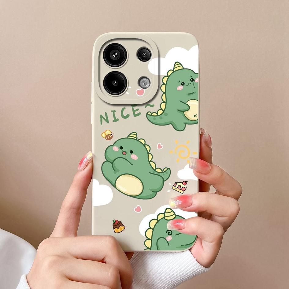 

Розкішна накладка з візерунком динозавра для Xiaomi Redmi A3 13 Turbo 3 5G Note 13R 13 Pro Shell Матовий рідкий силіконовий чохол для телефону Захисні чохли для камери Корпус Redmi Turbo 3 5G