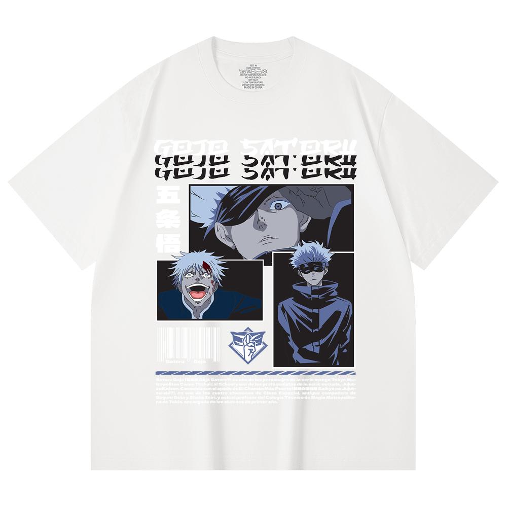 230 Gsm 100% Cotton Jujutsu Kaisen V26 Gojo Print Unisex Heavy Cotton T Shirt