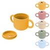 Baby Training Cup Easy Cleaning Thick  Double Handles Baby Drinking Training Cup Silicone Round Smoothing for Home