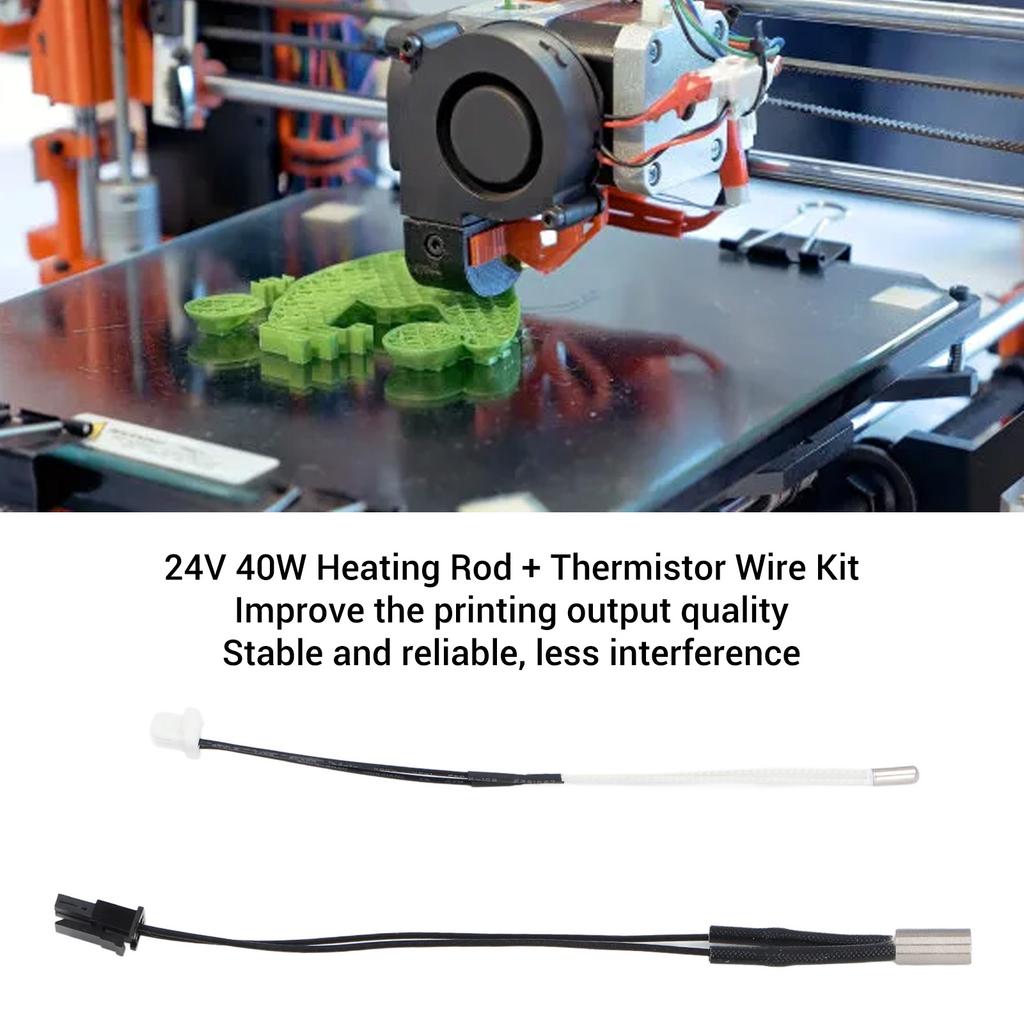 24V 40W Heating Rod and Thermistor Wire Kit High Flow Temperature Measurement Part Heater for Prusa I3 MK4 3D Printer