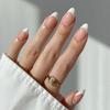 Medium Almond French White Press-On Nails - Classic Detachable False Nails, Wearable Nail Art Tips