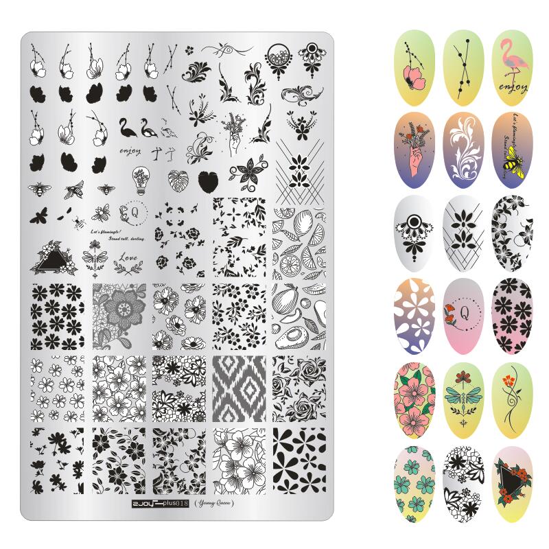 9.5X14.5cm Big Size Nail Stamping Plates Flower/Geometric Designs Nail Art Template For DIY Nail Decor 5.6cm round Stamper Plate