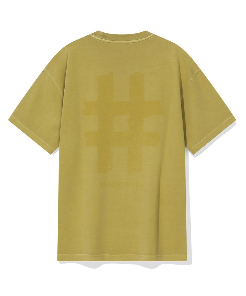 BEENTRILL Vintage Stamp Hashtag Dyed Short Sleeve T-Shirt (Mustard)