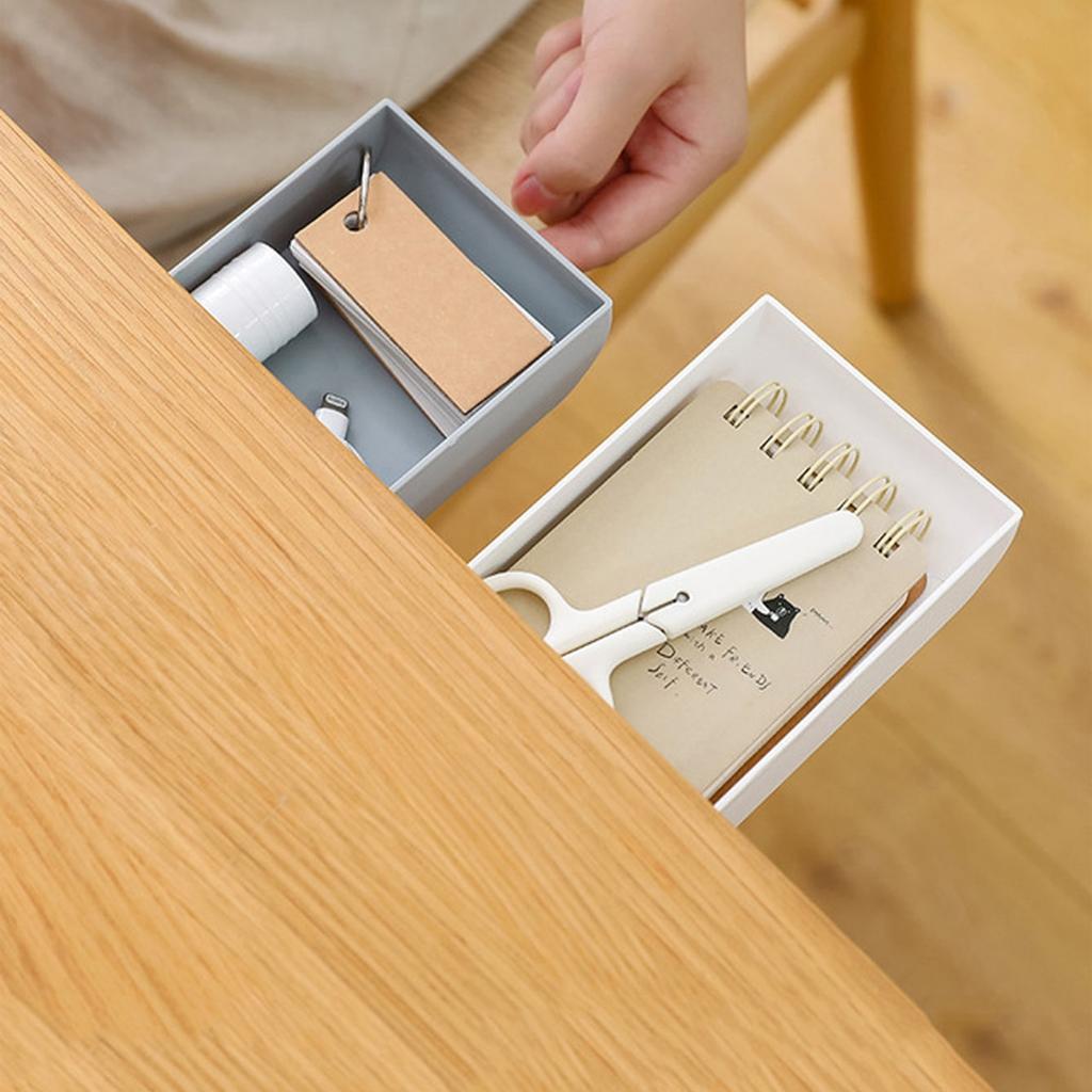 1 Color Random Office Desk Bottom Adhesive Drawer Style Storage Pen Box Hidden Adhesive Office Stationery Storage Box