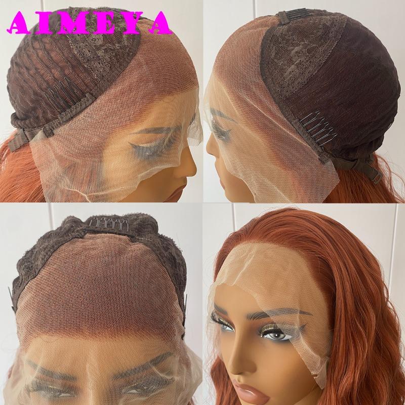 AIMEYA Parrucca a Taglio Stratificato Biondo Platino Parrucca con Pizzo Frontale Lunga Liscia Sintetica con Pizzo Resistente al Calore Parrucche Bionde per Donne