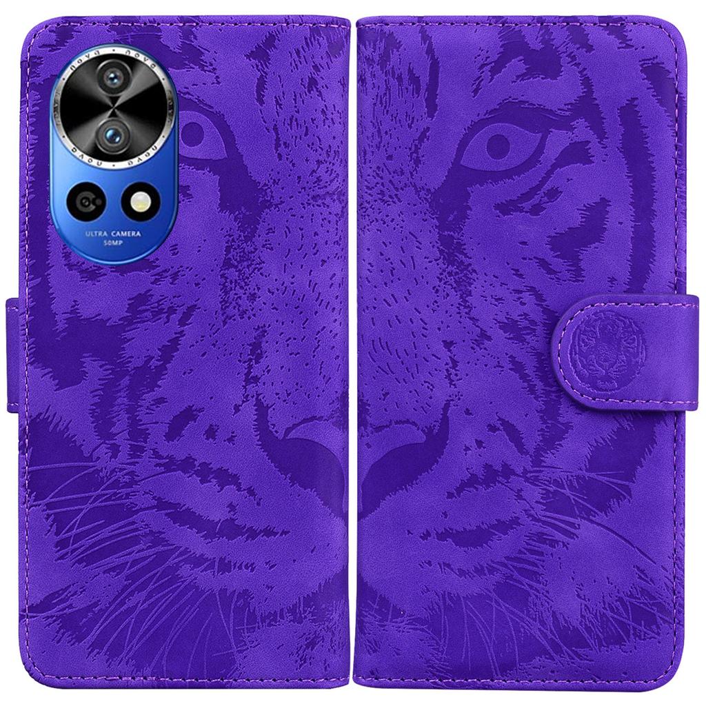 For Huawei Nova 12 Pro 5G/12 Ultra 5G Stand Case Tiger Imprint Leather Phone Cover