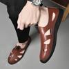 FashionBrand Cow Leather Retro Sandals Men's Summer Shoes Leisure Beach Shoes Male Genuine Leather Slippers Brown Dress Loafers Men