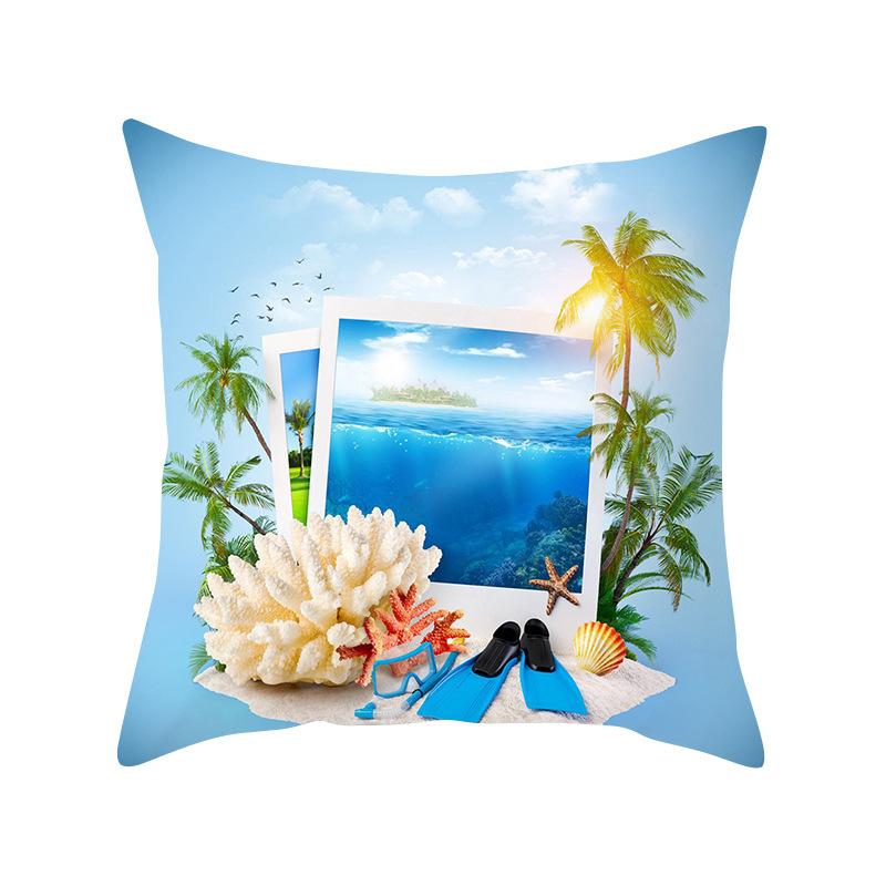 Tourist Scenic Spot Series Patterns Throw Pillow Cover With Short Plush Print For Living Room Sofa Decoration Cushion Cover