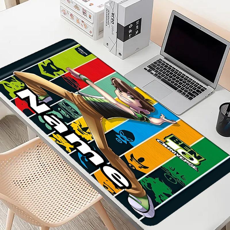 Custom Name Personalized Ben 10 Cartoon Pattern Mousepad, Laptop PC Desk Mat, Decorative Desk Mat for Home Keyboard Pad Gift