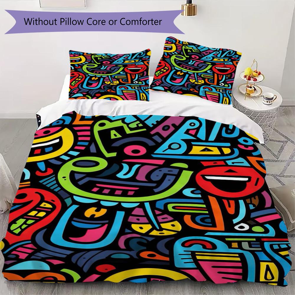 Fun Colorful Style Pattern Bedding,Quilt Set Quilt Cover Pillowcase Home Birthday Gift (1*duvet Cover+2*pillowcase,without core)ZSJT0917444