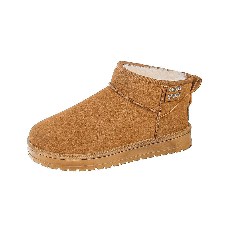 Snow shoes large size winter new flat-bottomed short tube large cotton shoes piled thickened warm snow boots women