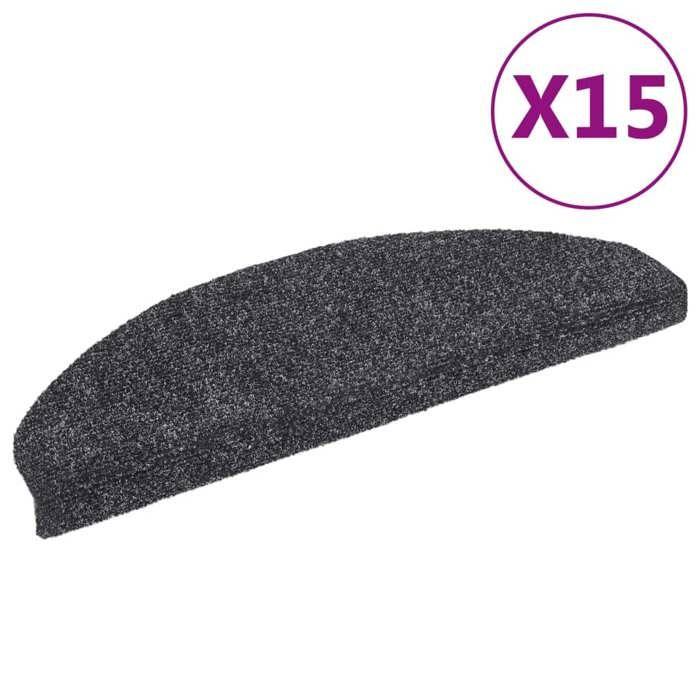 VidaXL Self-adhesive Stair Treads 15 Pieces 65 X 21 X 4 Cm Dark Grey Semi-round Large 132697