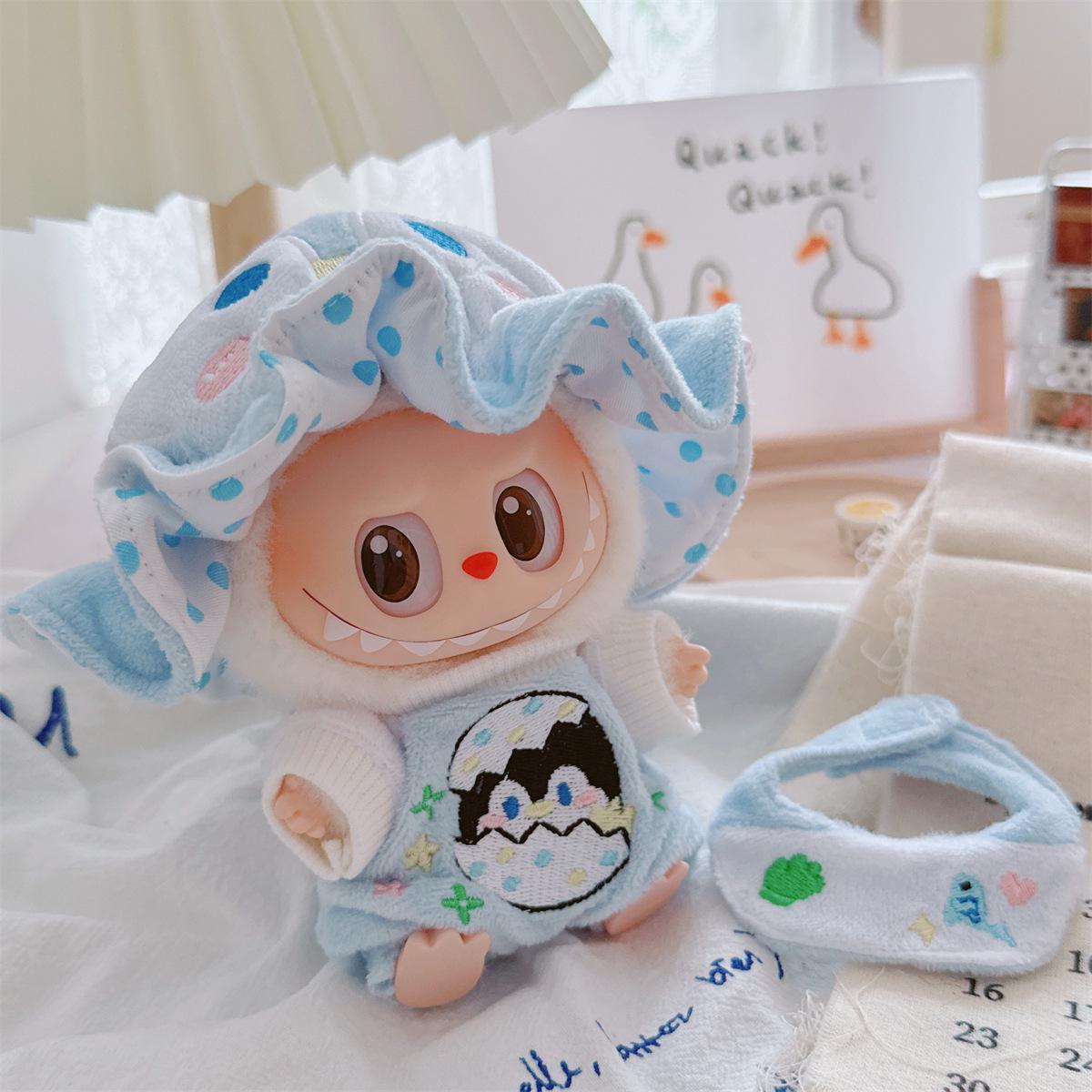 

Одежда для кукол Лабубу первого, второго и третьего поколения: Плюшевый комбинезон 17 см для кукол Лабубу 10 см, милый мультяшный дизайн Small Doll Clothes (without doll)