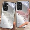 Metaliczny Motyl Etui na Telefon ze Szkła Hartowanego dla Samsunga Galaxy A15 5G 54 4G 51 50 24 35 90 71 12 51 53 52S 80 22 34 Czarne