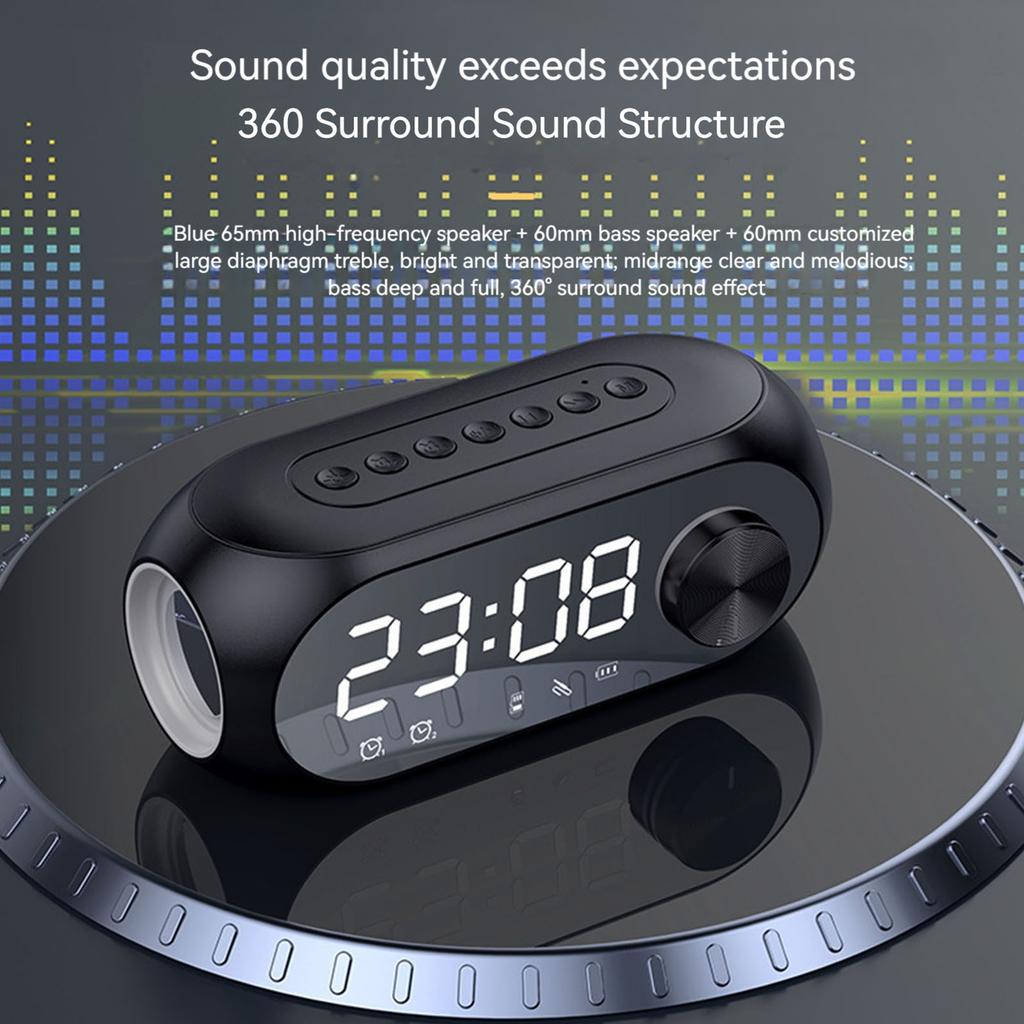 Wireless RGB Portable Bluetooth Speaker with Alarm Clock Radio FM Music Player TYPE-C Interface BT Speaker for Home Party Gift