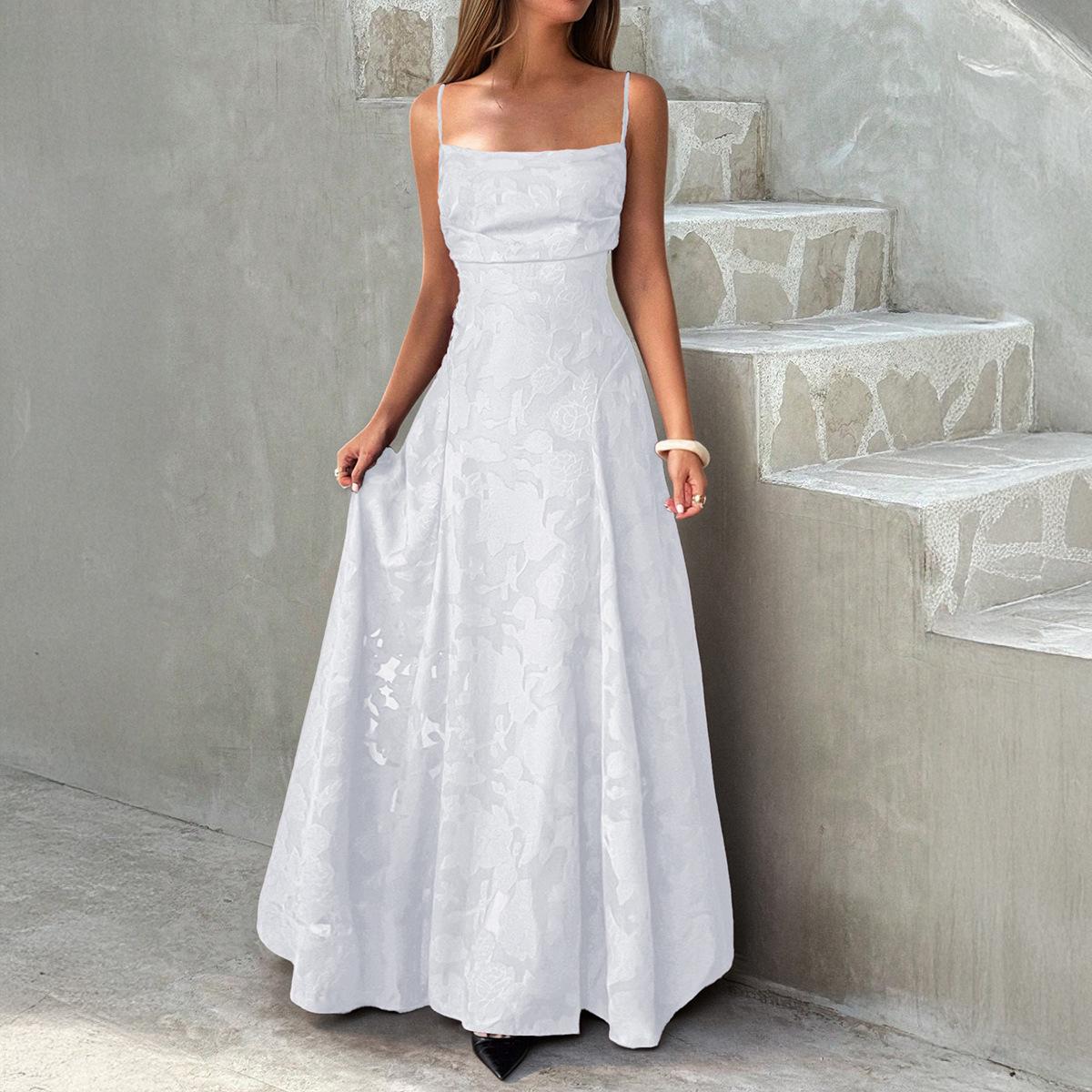 Элегантное европейское цветочное платье на тонких бретельках - Женская коллекция Весна/Лето 2026 Extra Small белый