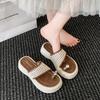 Toe Slippers Women's Outer Wear 2025 Summer New Retro Fashion Small Thick Heel French Cool Slippers