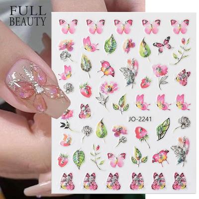 Nagelaufkleber, Schmetterlings-Blumen-Design, selbstklebende Slider-Abziehbilder, Nagelkunst-Aufkleber, Maniküre-Dekorationen