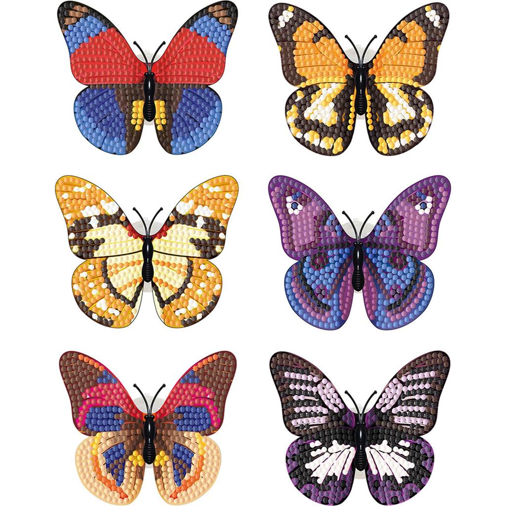 6 Pcs Butterfly DIY Creative Diamond Mosaic Sticker with Light DIY Decorative Stickers Making Kit for Arts and Crafts DIY Gifts