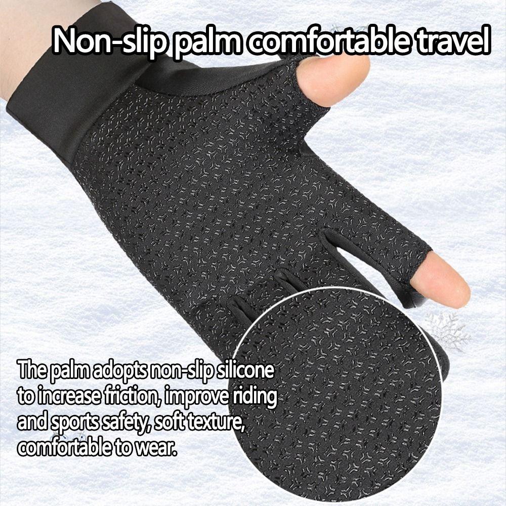 Double Layer Thicken Winter Cycling Gloves Fleece Cold Weather Warm Mittens  Cold Weather