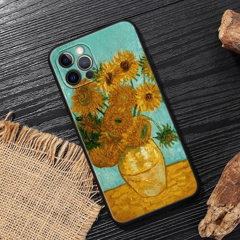 Van Gogh Starry Night Cat Oil Painting Funda For Iphone 15 Pro 14 11 12 13 Pro Max Mini XS X 7 8 14 Plus SE2020 Cases Soft Cover