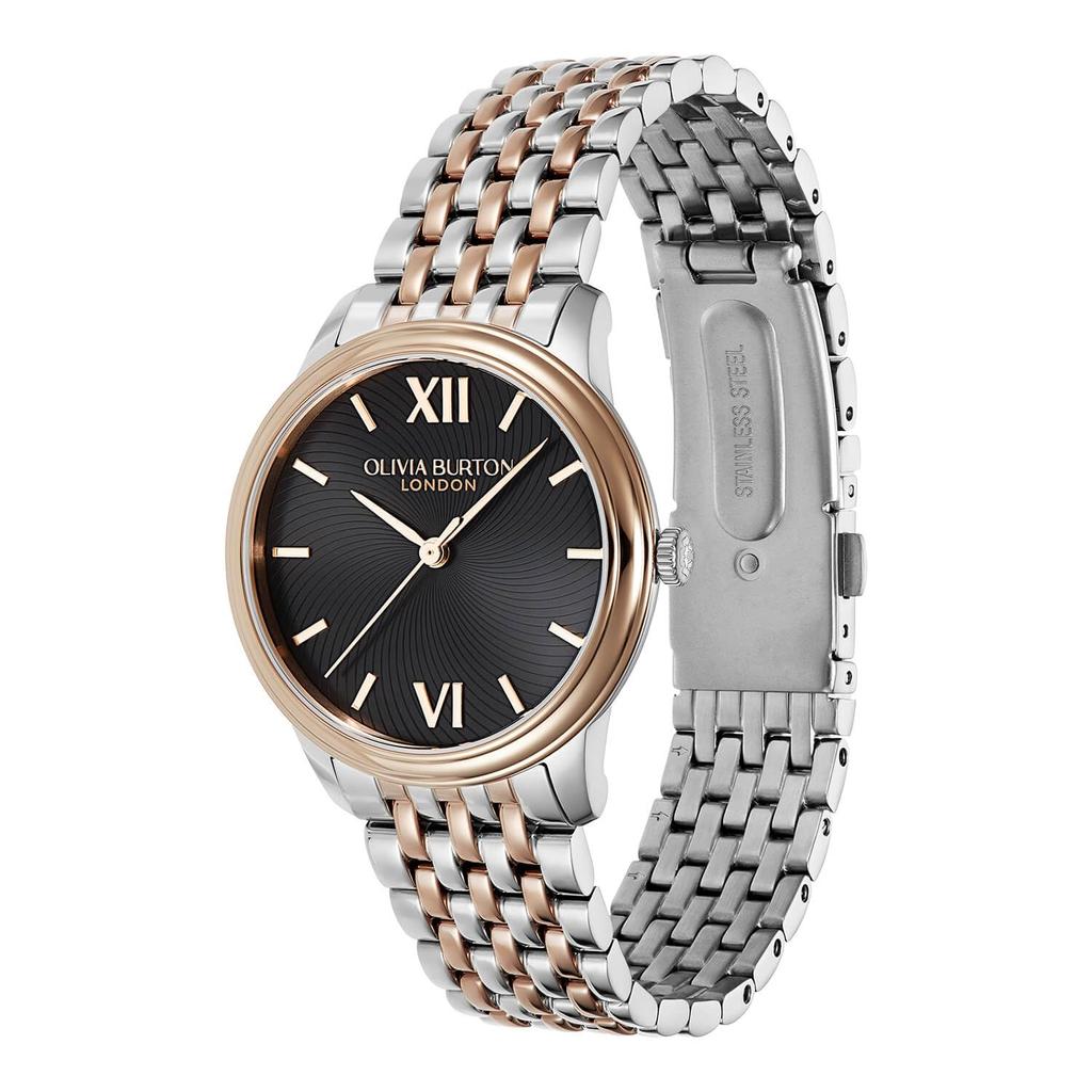 OLIVIA BURTON Classics Classic Black Silver Rose Gold Authentic Women's Watch, 24000133, 32mm, Swirl, Sunray, & Bracelet,