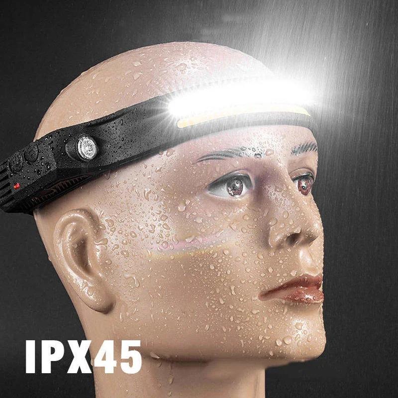 350Lumen Multimode LED COB Sensor Headlight USB Rechargeable Waterproof Headlamp Outdoor Camping Fishing Head Torch