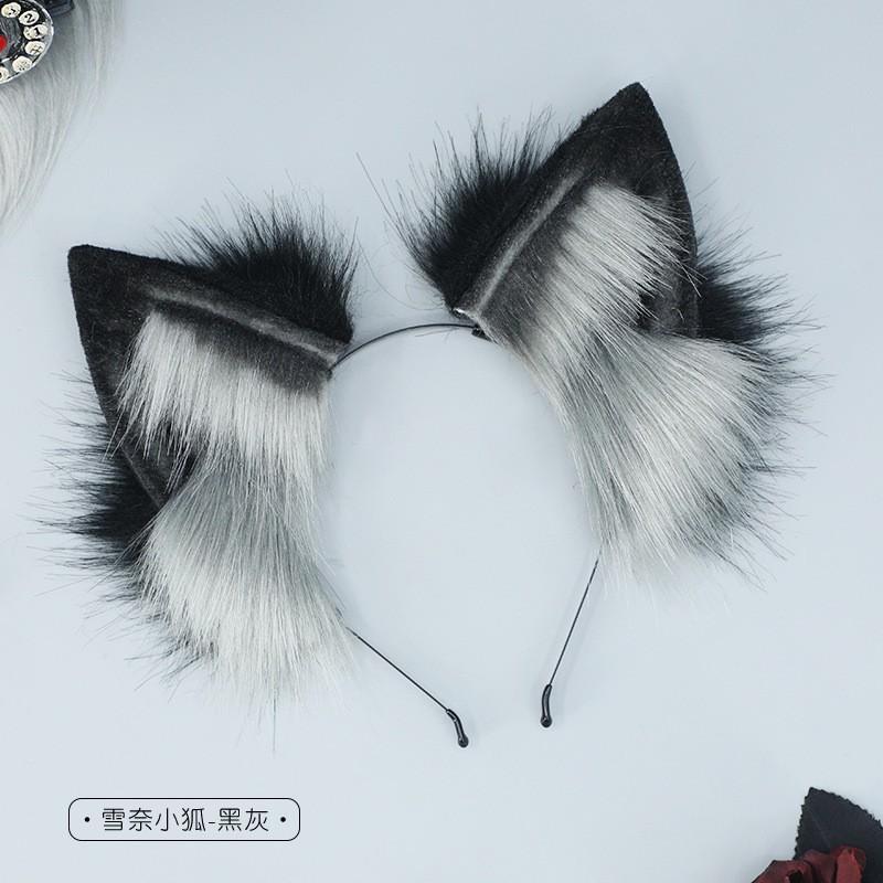 Handmade Plush Fox Ears Headband Cosplay Accessory Anime Convention Cute Animal Ear Hairband Unisex