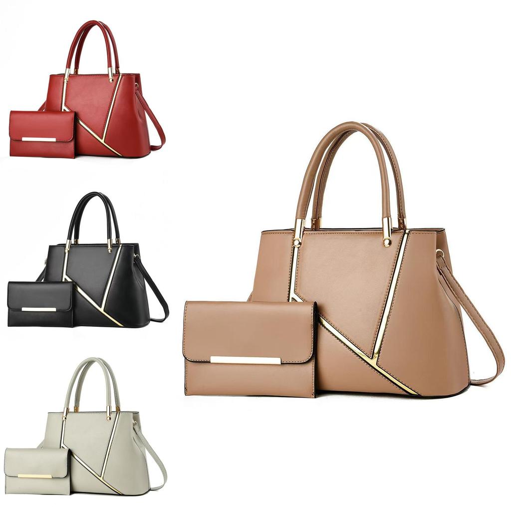 Pu Spliced Woman Bag Large Capacity Handheld Tote For Travel And Casual Use