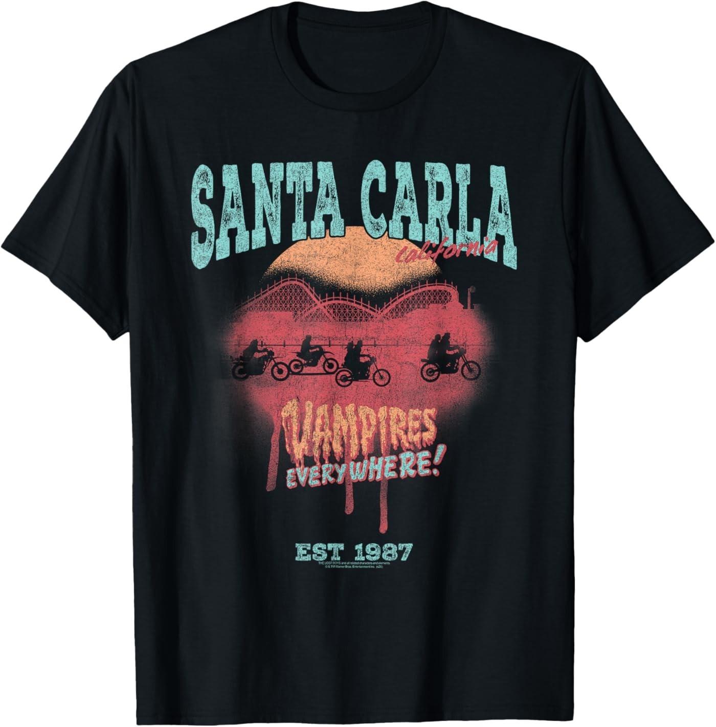 The Lost Boys Santa Carla Tourist Postcard Horror Movie T-Shirt S разноцветный