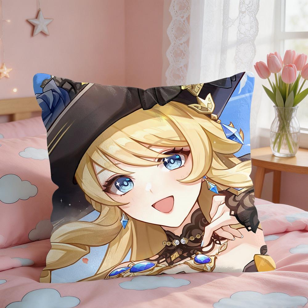 Navia Genshin Impact Cushion Cover Square Short Plush Pillow Case Living Room Sofa Home Decor Funda X