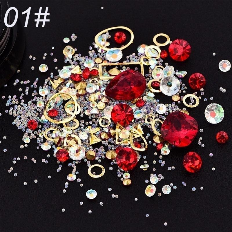 Mixed DIY Nail Decoration Colorful Micro Beads Gemstone Circle 3D Glitter Crystal Diamond Rhinestone Nail Art Tool