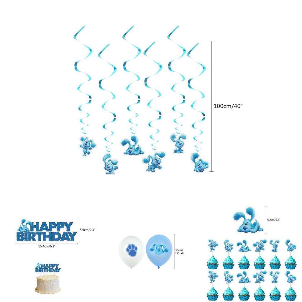 Lebhaftes Blaues Hinweise für Kinder Themen-Geburtstagsparty Deko-Set mit Happy Birthday Banner und Luftballons