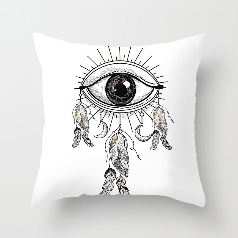 Black and White Ethnic Style Elephant Print Car Cushion Cover Sofa Pillow Cover Homewares