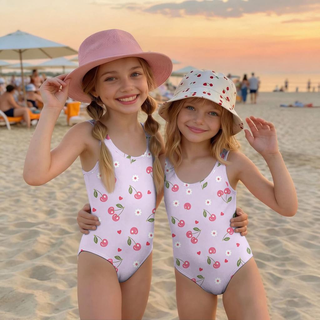 Costume da bagno intero per bambina Estate Bambini Stampa Frutta Costumi da bagno Casual Moda Senza maniche Abbigliamento da spiaggia per bambini