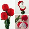 Unique Earrings Valentine Case Red Pendant Earring Flower Wedding Storage Engagement Velvet Gift Ring Rose Jewelry