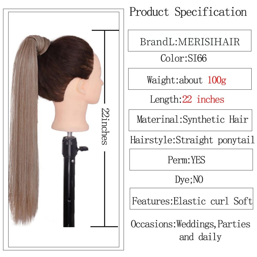 MERISIHAIR 22"34" Long Straight Clip In Hair Tail Nature Fake Ponytail Extension Hairpiece with Hairpins High Temperature Fiber Synthetic Ponytail