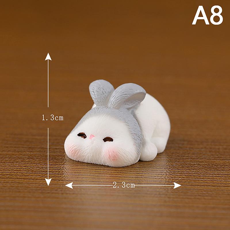 Figurine Miniature Cute Rabbit Micro Landscape Resin Ornaments For Home Decoration Kawaii Animal Bunny Room Desk Decor Gift