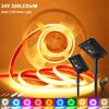 Solar COB Neon Light Strip 24V Ribbon Tape High Density Waterproof Red Green Blue Warm Natural White 320LEDs/M Flex Garden Decor