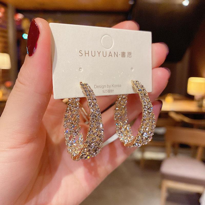 New Fashion Trend Geometric Gold Color Hoop Earrings Ladies Simple Round Hollow Pendant Open Earrings Fashion Jewelry Gift 