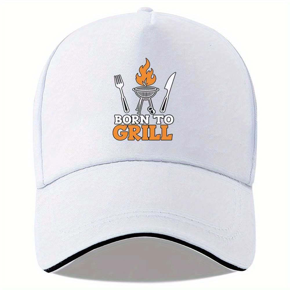 

Бейсболка с графическим принтом Born To Grill для BBQ, полиэстер, регулируемая, повседневная кепка для любителей гриля One Size