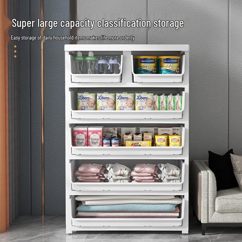 Multilayer Plastic Storage Cabinet: Drawer-Style for Bedroom and Nursery